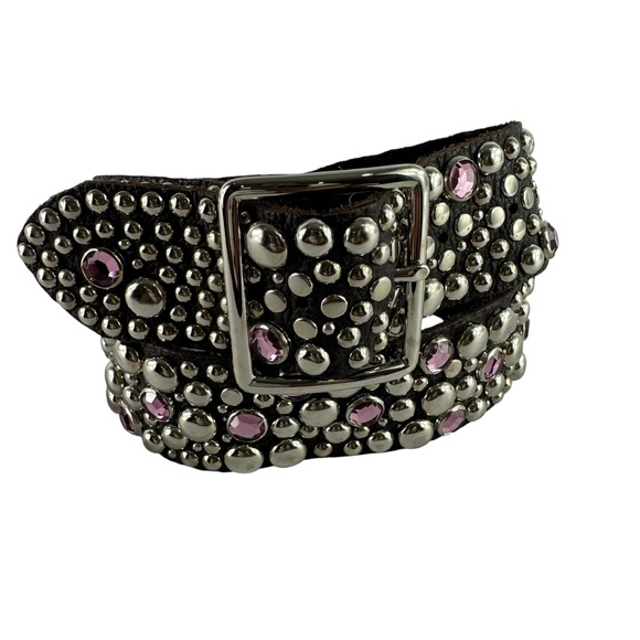 Glamour Brown Genuine Leather With Rhinestones Style Size 34 Unisex Belt main image 8